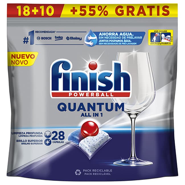 Finish lavavajillas máquina quantum 20 + 8 ud