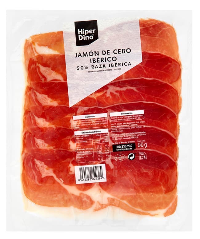 HiperDino jamón de cebo ibérico en lonchas 90 g