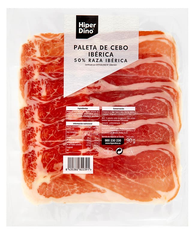 HiperDino paleta de cebo ibérico en lonchas 90 g