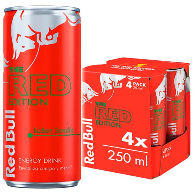 Red Bull bebida energética sabor sandía red edition 4 x 25 cl