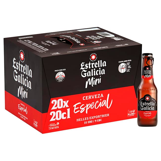 Estrella Galicia cerveza especial botellín 20 x 20 cl