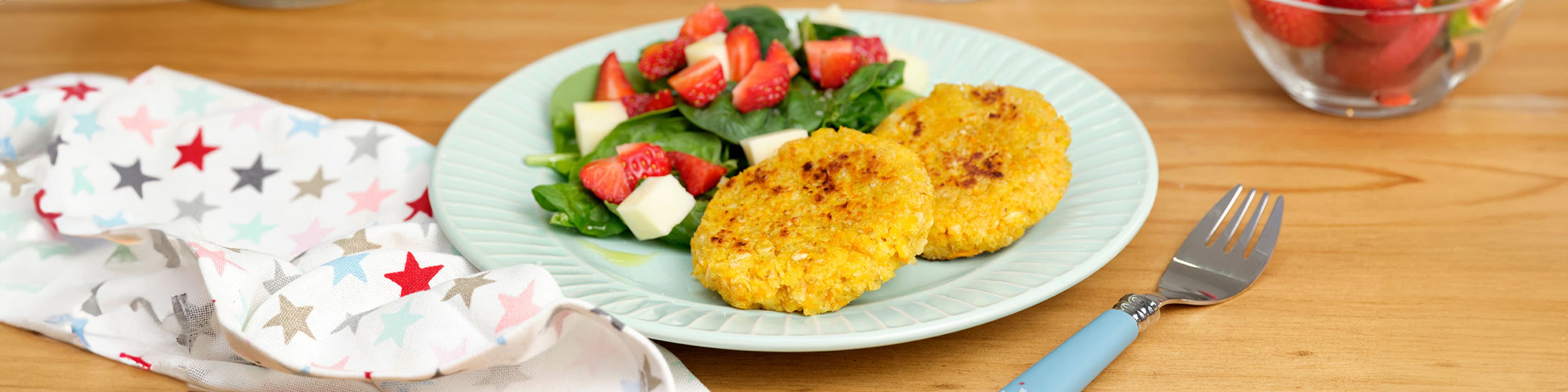 Mini hamburguesas de garbanzos con ensalada