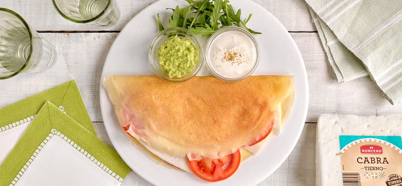 Crêpes de jamón cocido y queso de cabra