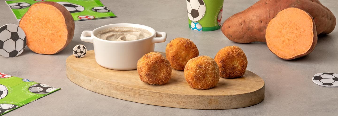 Croquetas de boniato con salsa de champiñones