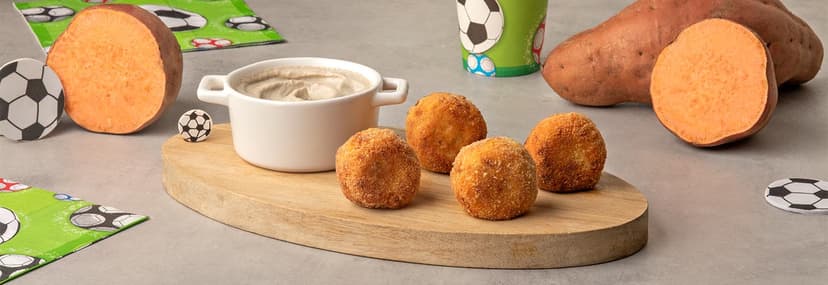 Croquetas de boniato con salsa de champiñones