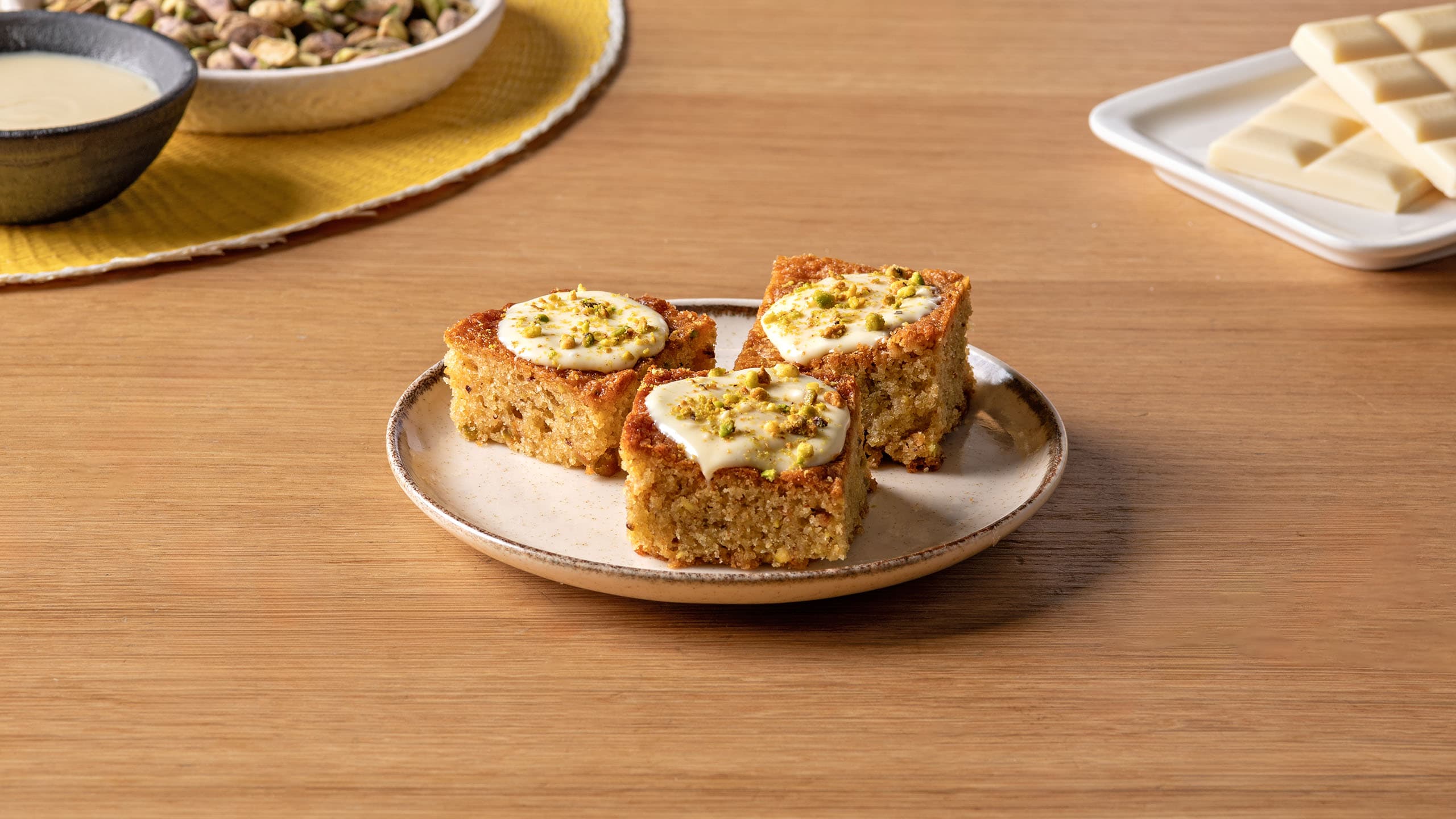 Brownie de chocolate blanco