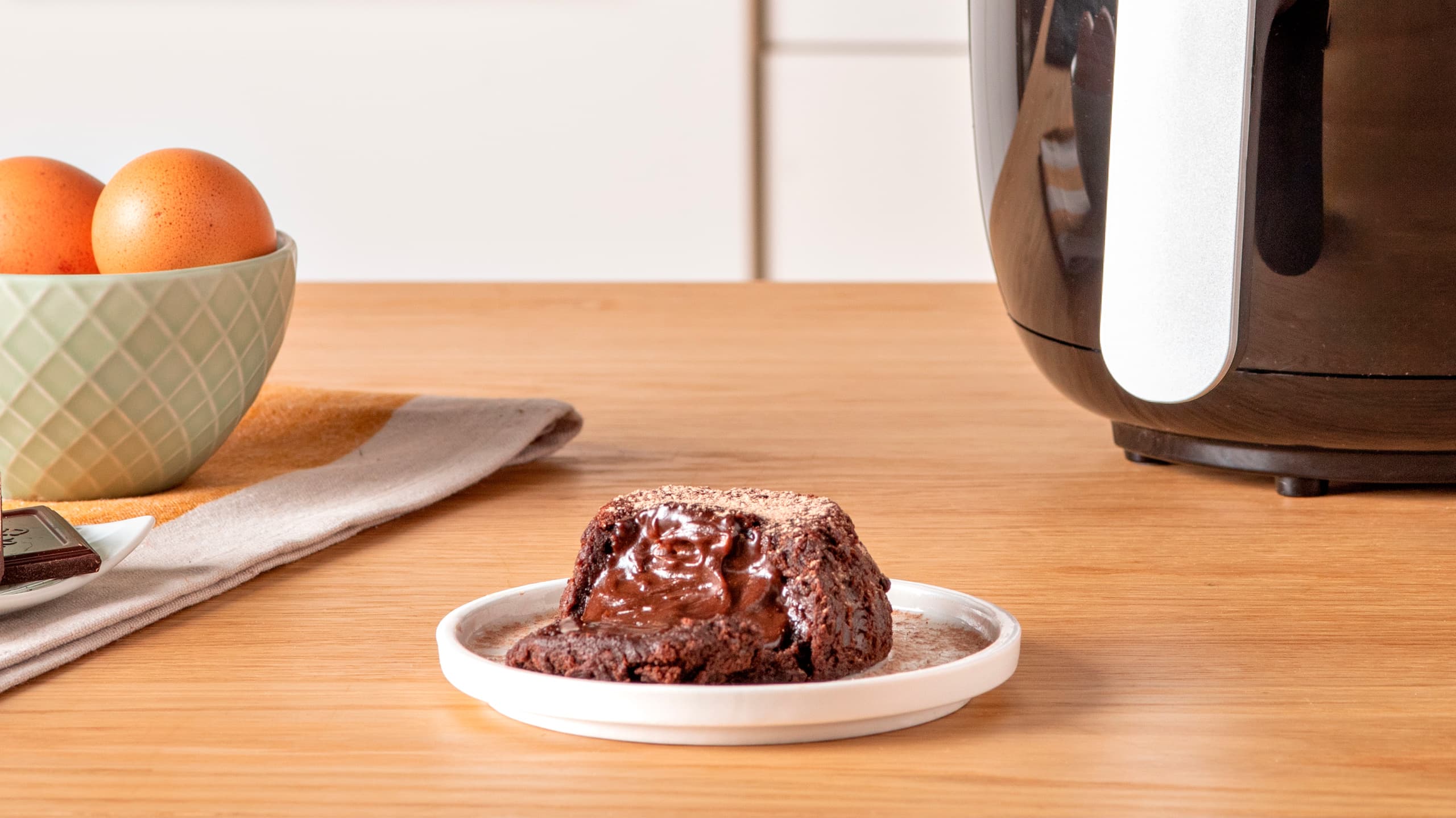 Coulant de chocolate en freidora de aire