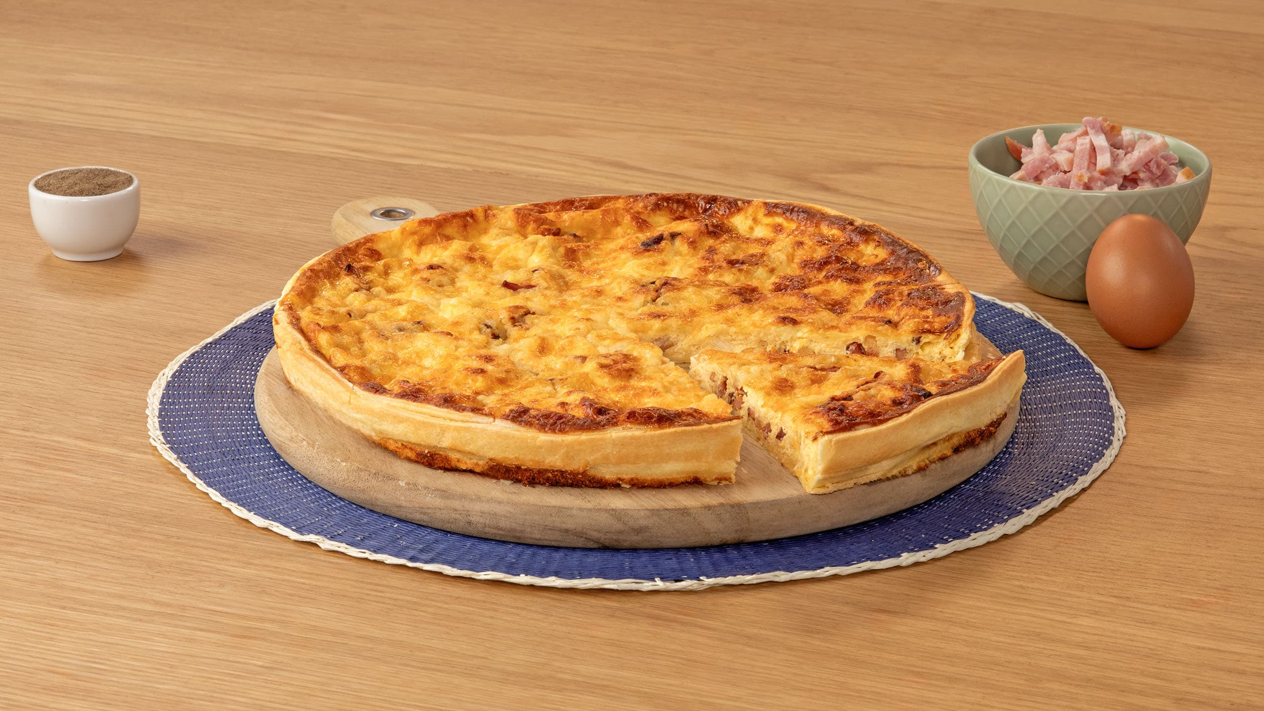 Quiche de quesos y bacon