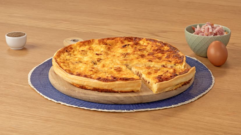 Quiche de quesos y bacon