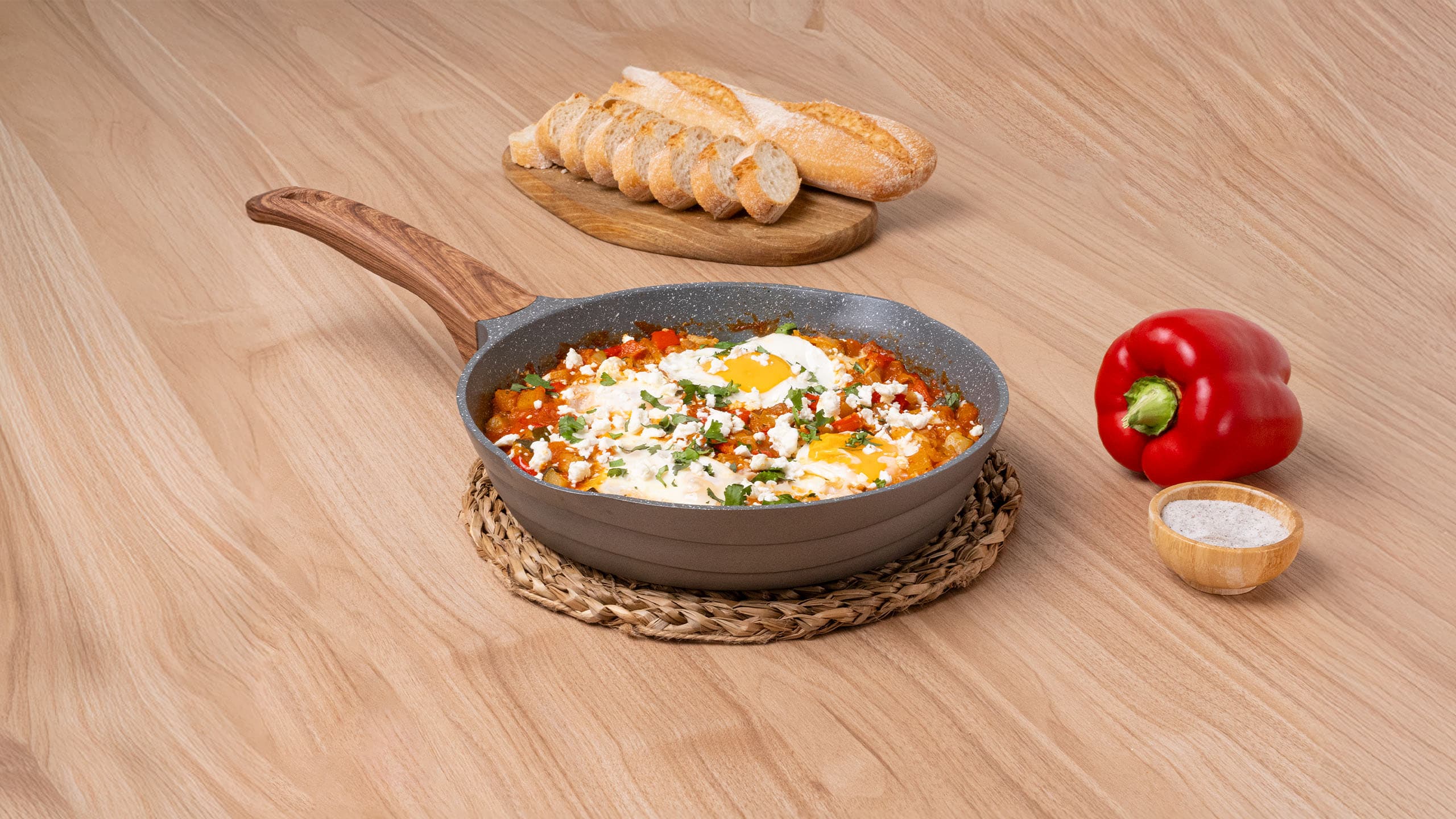 Huevos con pisto de calabaza