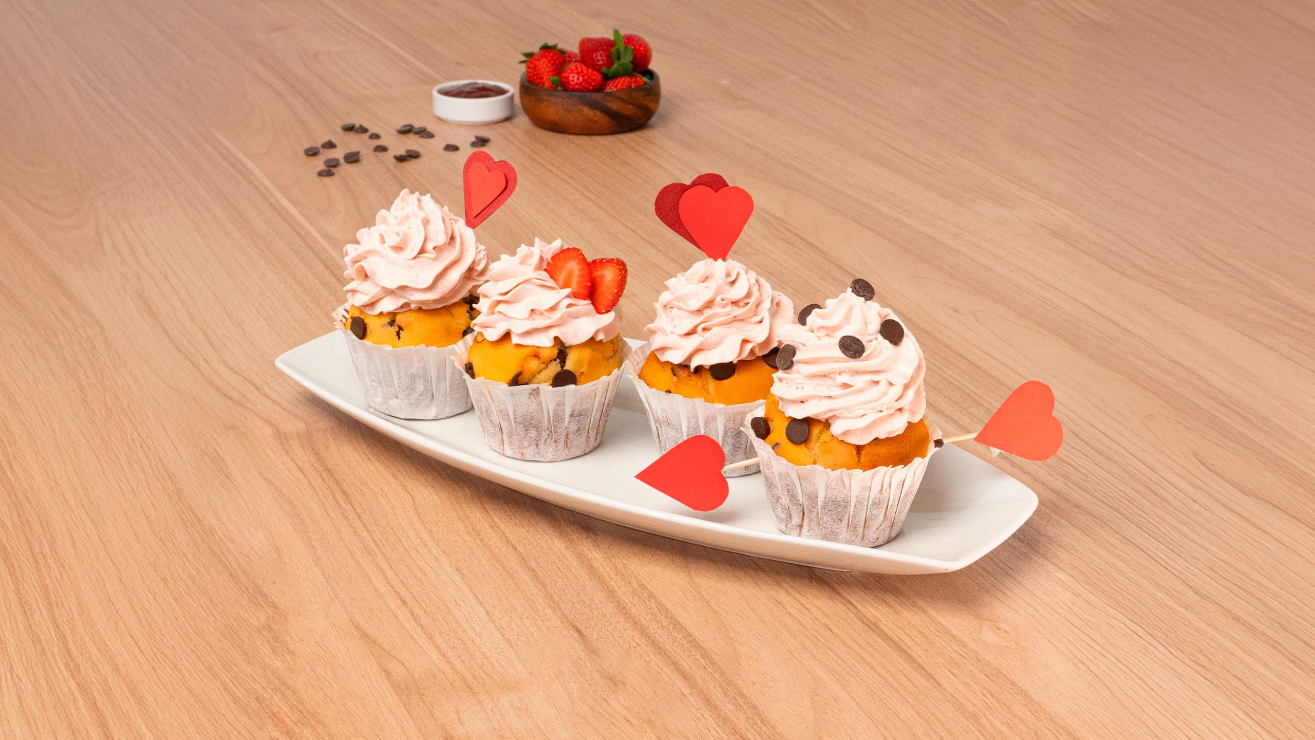 Cupcakes con glaseado de fresa