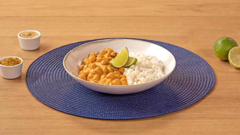 Curry de garbanzos y arroz