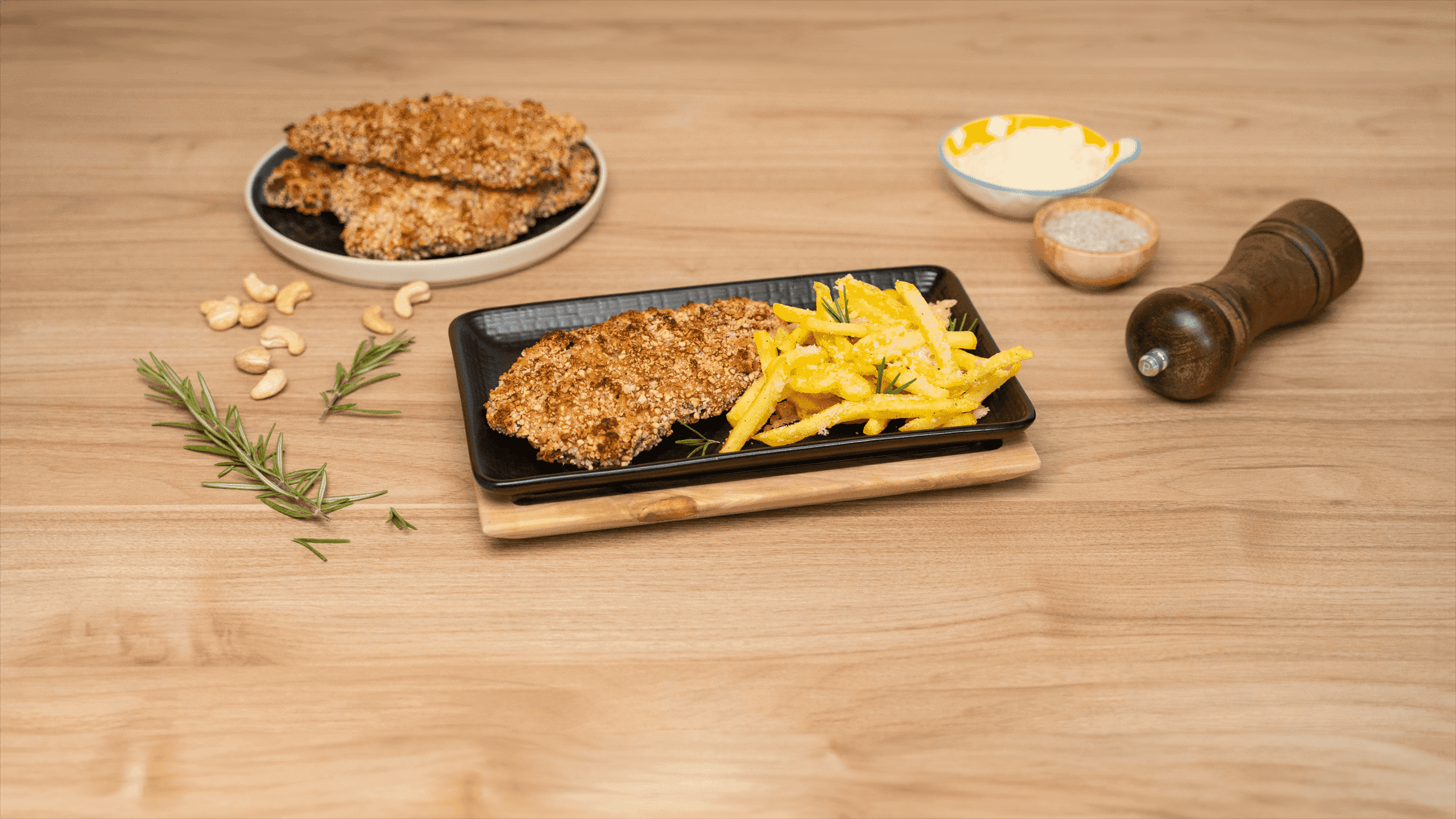 Escalopines empanados con anacardos