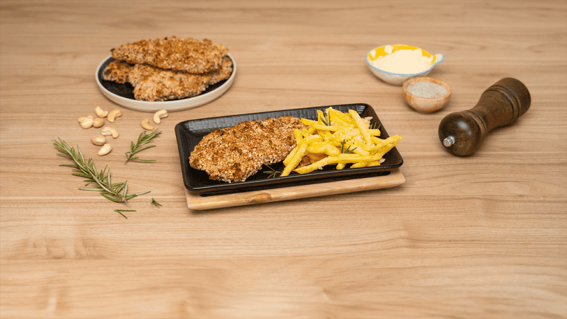 Escalopines empanados con anacardos