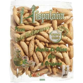 Picos dieta mediterránea con aceite de oliva, ajo y orégano bolsa 210 g - La Hispalana