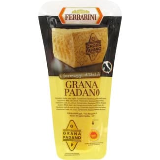 Queso italiano de vaca de pasta dura semigrasa DOP Grana Padano cuña 180 g elaborado con leche cruda - Ferrarini