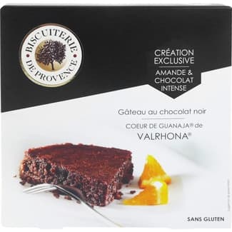 Tarta de almendra y chocolate negro corazón de Guanaja Valrhona estuche 225 g - Biscuiterie De Provence