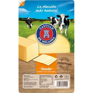 Queso gouda de barra en lonchas envase 250 g - Castillo De Holanda