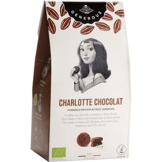 Charlotte Chocolat galletas de chocolate con toque de avellanas sin gluten y ecológicas envase 100 g - Generous