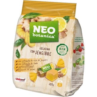 Caramelos de gelatina con extracto de raíz jengibre y limón bolsa 150 g con colágeno y sin gluten - Neo Botanica