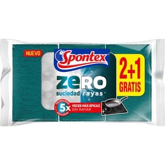 Estropajo con esponja Zero suciedad y rayas bolsa 2 unidades - Spontex