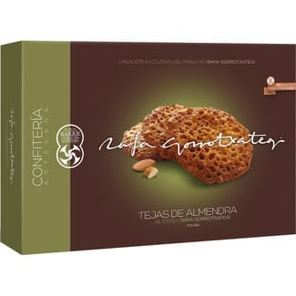 Tejas de almendra caramelizadas artesanas exlusivas de Tolosa estuche 150 g - Rafa Gorrotxategi