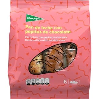 Pan de leche con pepitas de chocolate 6 unidades envasadas individualmente bolsa 270 g - El Corte Ingles