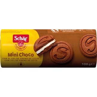 Mini Choco galletas rellenas de crema de leche sin gluten envase 100 g - Schar