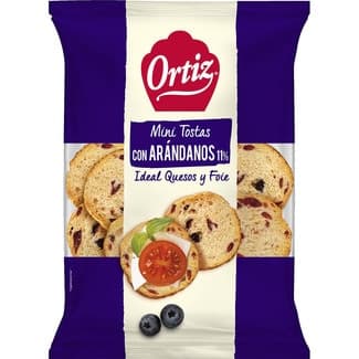 Mini tostas con arándanos ideal para quesos y foie bolsa 90 g - Ortiz