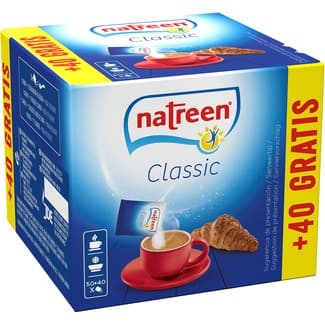 Aspartamo edulcorante granulado en sobres de 1 g estuche 50 sobres + 40 gratis - Natreen