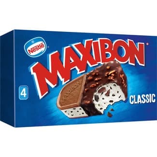 Helado sándwich de nata y trocitos de chocolate 4 unidades estuche 560 ml - Nestle Maxibon