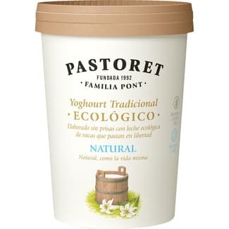 Yogur natural con leche de vacas que pastan en libertad ecológico envase 500 g - Pastoret