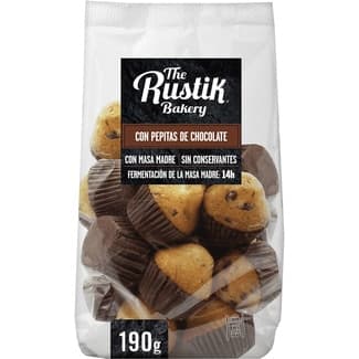 Magdalenas mini con pepitas de chocolate y masa madre bolsa 190 g - The Rustik Bakery