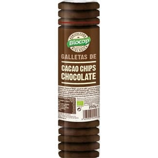 Galletas de cacao con chips de chocolate clásicas y ecológicas estuche 250 g - Biocop