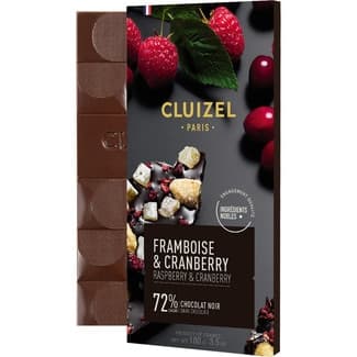 Chocolate negro con frambuesas y arándanos 75% cacao tableta 100 g - Michel Cluizel