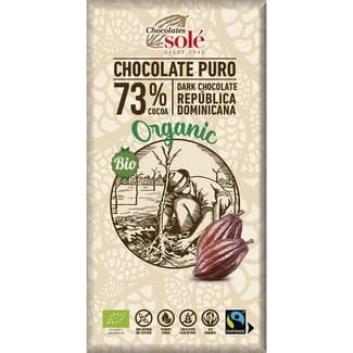 Organic Bio chocolate puro 73% cacao de República Dominicana ecológico y sin gluten tableta 100 g - Sole