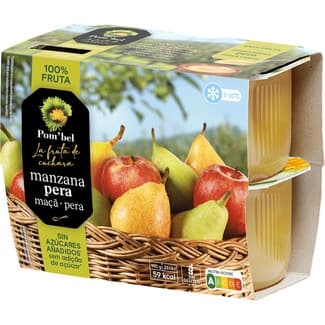Compota de manzana y pera 100% frutas sin gluten pack 4 tarrina 100 g - Pom'bel