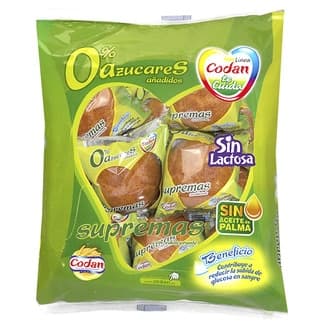 Magdalenas sin lactosa y 0% azúcares añadidos bolsa 350 g - Codan