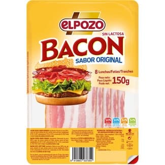 Bacon sabor original en lonchas sin gluten sin lactosa envase 150 g - Elpozo
