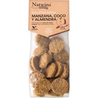 Galletas de avena integral con manzana, coco y almendra sin azúcar añadido bolsa 200 g - Natwins