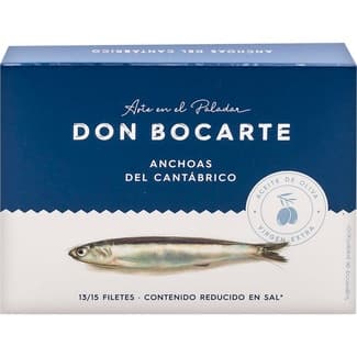 Anchoas del Cantábrico en aceite de oliva virgen extra 13-15 piezas lata 50 g - Don Bocarte