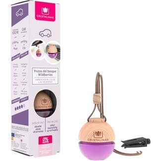 Ambientador coche aroma Frutos del Bosque absorbe olores colgante + pinza 1 unidad 6 ml - Cristalinas
