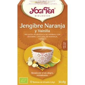 Infusión ayurvédica ecológica de hierbas con jengibre, cáscara de naranja y vainilla estuche 17 bolsitas sin gluten - Yogi Tea