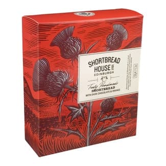 Mini galletas de mantequilla con chocolate negro y naranja estuche 150 g - Shortbread House Of Edimburgh