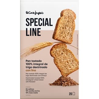 Pan tostado integral de trigo dextrinado con lino 20 rebanadas envase 300 g - Special Line El Corte Ingles
