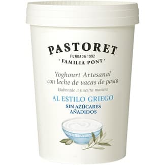 Yogur griego natural artesano con leche de vacas de pasto sin azúcares añadidos tarrina 500 g - Pastoret