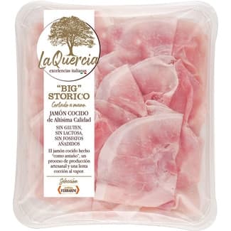 Jamón cocido en lonchas cortado a mano Big Storico sin gluten sin lactosa envase 120 g - La Quercia