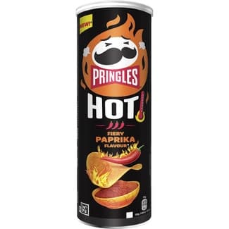 Aperitivo frito de patata sabor picante Hot Fiery Paprika Flavour lata 160 g - Pringles