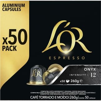 Café intensidad 12 Onyx estuche 50 cápsulas compatibles con máquinas Nespresso - L'or Espresso
