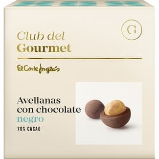 Avellanas con chocolate negro 70% cacao estuche 80 g - Club Del Gourmet